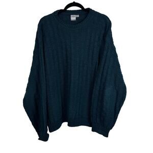 Vintage Tony Lambert Heavy Knit Sweater Men's Size Large Teal Green 100% Cotton